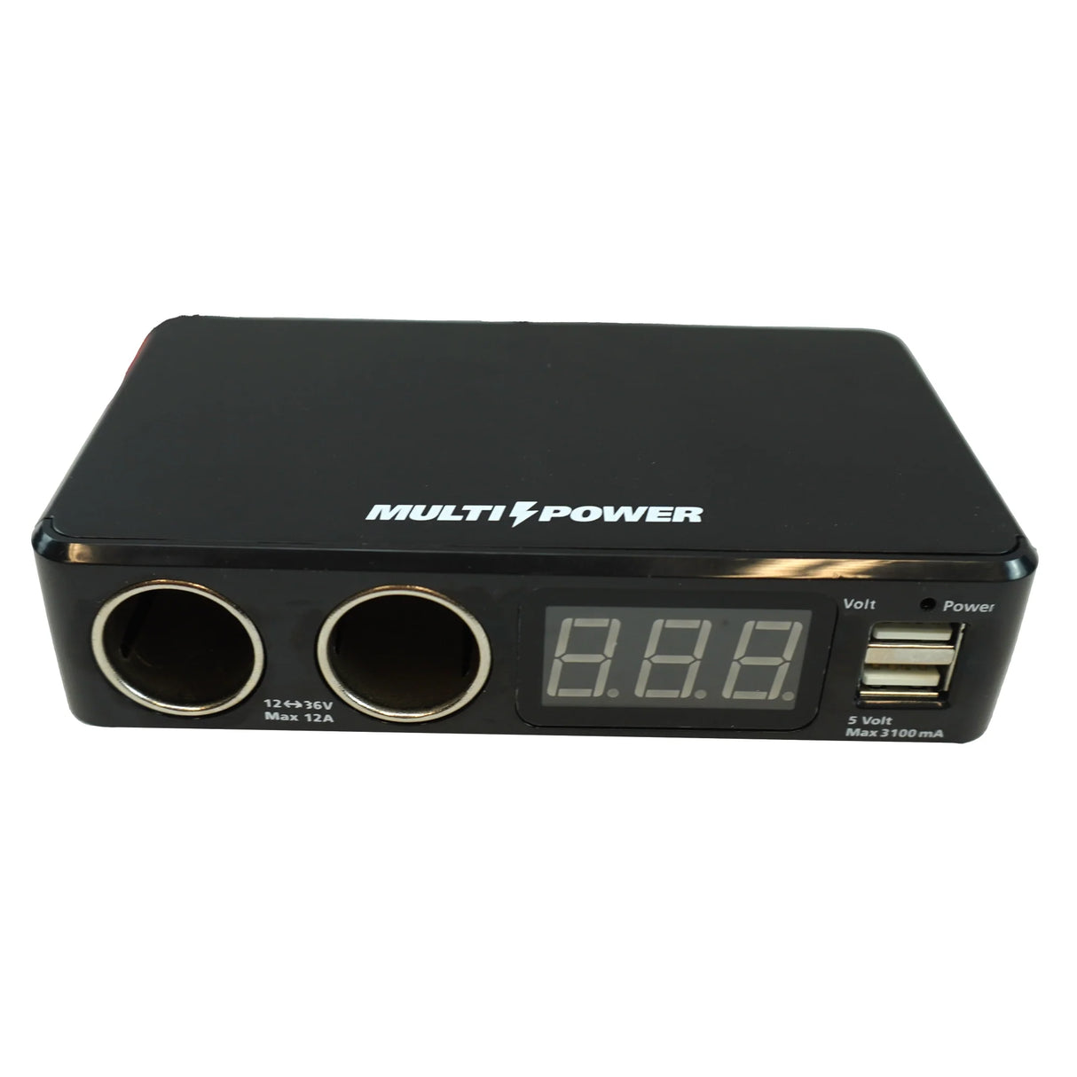 Dual Car Cigarette Lighter Splitter with 2 USB Ports & Voltmeter