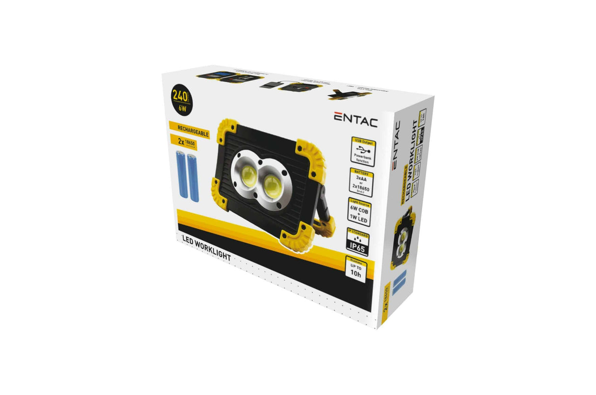 Garage LED Work Light 6W+1W COB, IP65, with Power Bank