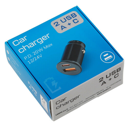 Car Charger Dual USB Port (USB A & USB C) 20W