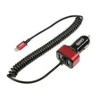 Chargeur voiture double USB avec câble Micro USB et Lightning