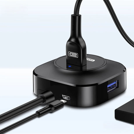 4-Port USB HUB with USB-C Connector – Black