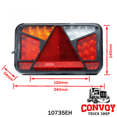 6-Function LED Rear Light with Triangle Reflector and Canbus 12V Connector