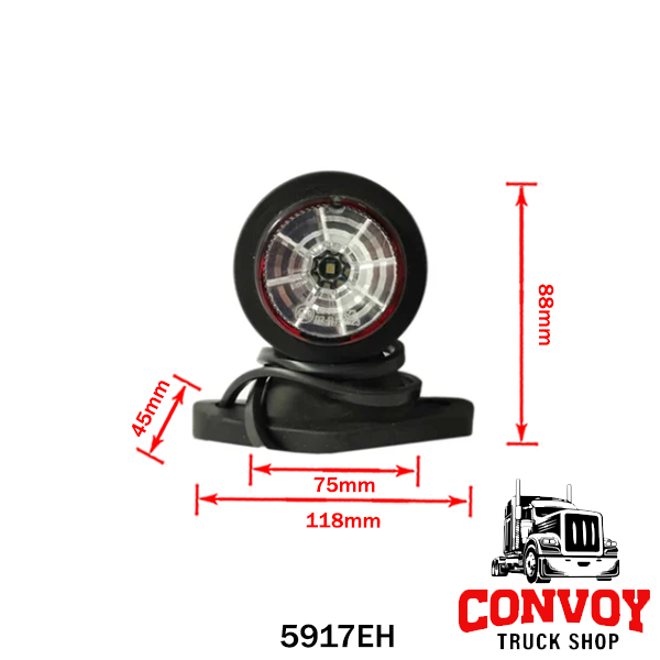 Omega-Shaped LED Marker Lamp with Microprisms, Rubber Housing