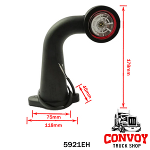 Wide-Angle LED Marker Lamp with Flexible Arm and Microprism Lens