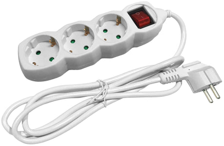 3-Socket Power Strip with Switch, 1.5m Cable