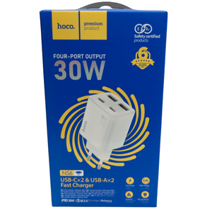 HOCO N56 20W 4-Port Wall Charger (USB & Type-C) – White