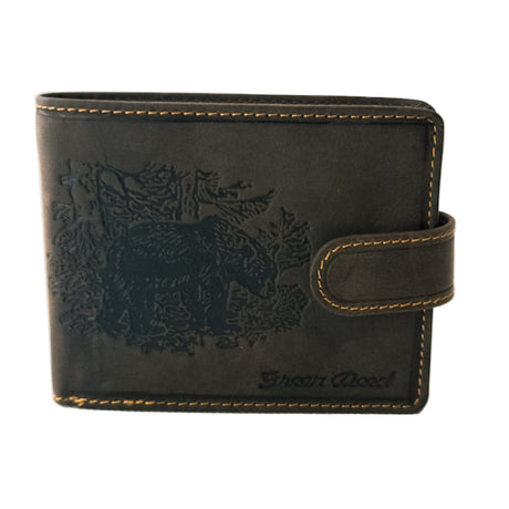 Leather Wallet with Hunting Motif – Rustic Brown