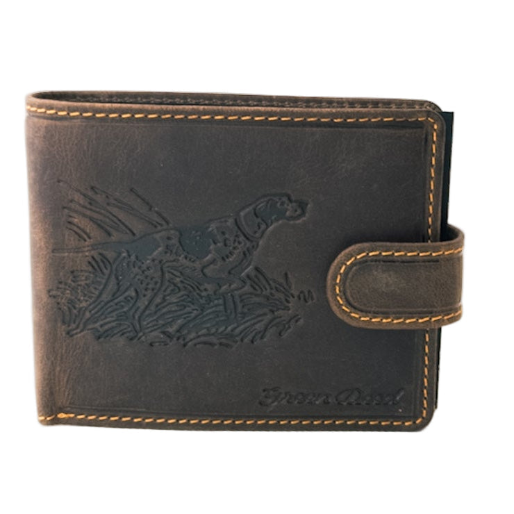 Leather Wallet with Hunting Motif – Rustic Brown