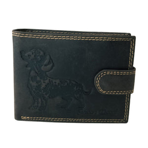 Leather Wallet with Hunting Motif – Rustic Brown