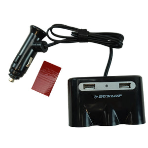 3-Socket Car Cigarette Lighter Splitter with 2 USB Ports