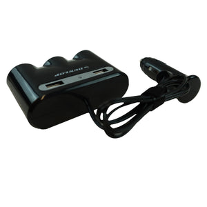 3-Socket Car Cigarette Lighter Splitter with 2 USB Ports