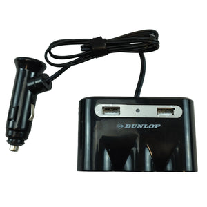 3-Socket Car Cigarette Lighter Splitter with 2 USB Ports