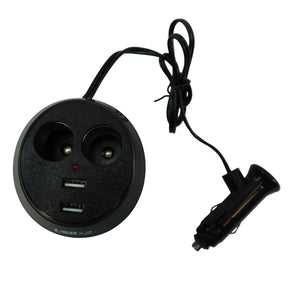 Dual Car Cigarette Lighter Splitter with 2 USB Ports for Cup Holder