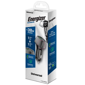 Energizer D38BK 38W Car Charger USB-A & Type-C QC – Carbon Fiber Design