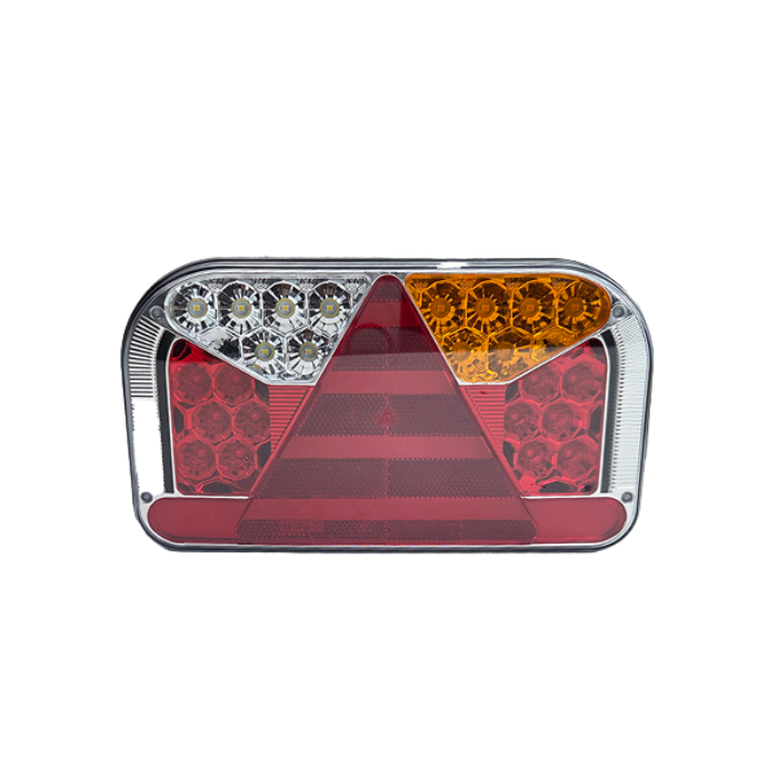 LED Rear Light, 5-Function, Rectangular with Triangle Reflector