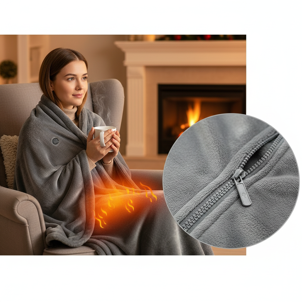 USB Heated Blanket Grey 150x80 cm